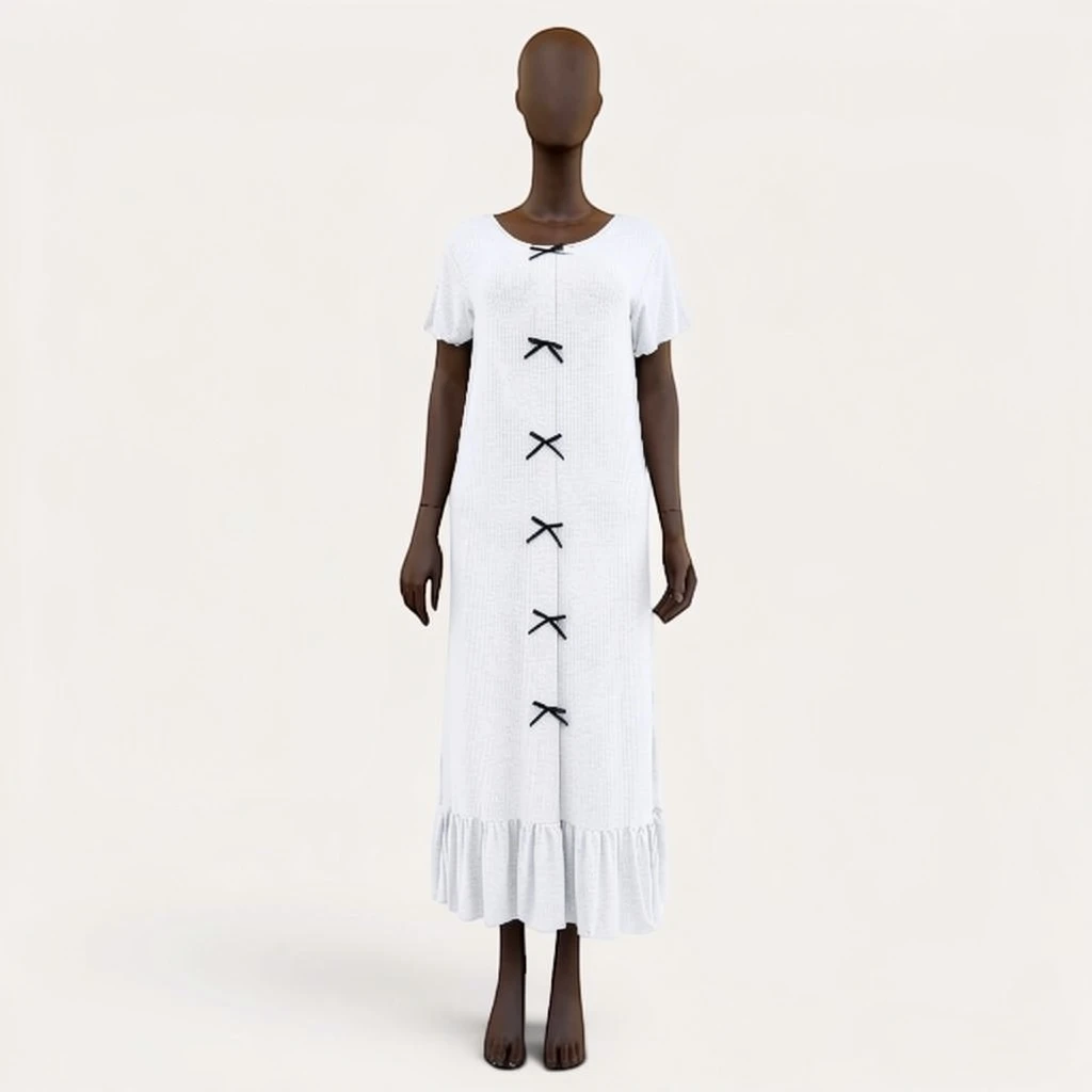 100% Cotton Ruffle Hem Maxi Dress
