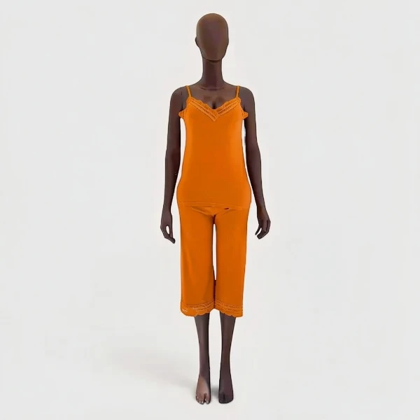 Cotton Pajama - Lace trim Bermuda Style